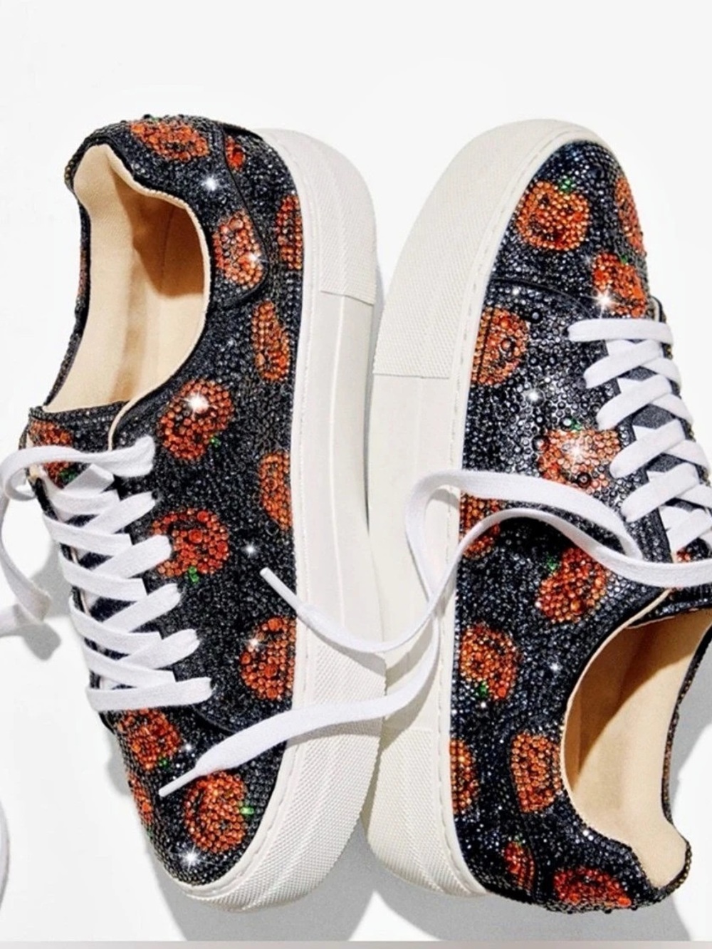 Betsey Johnson Sidny Pumpkin Rhinestone Platform Sneaker Sneakers Black & Orange